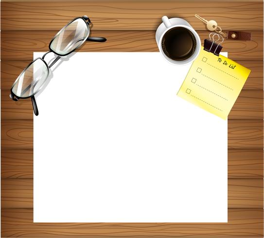 Empty paper template on wooden board vector