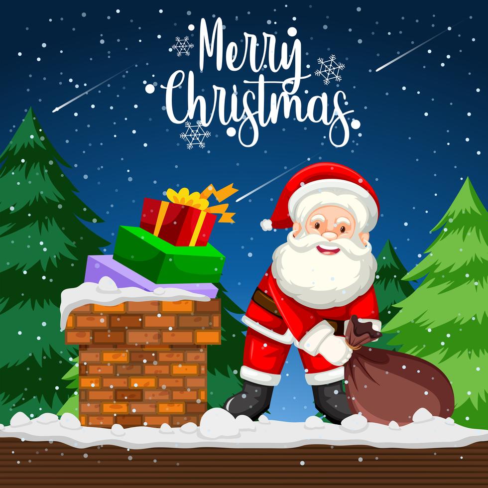 Santa delivery gift at night 297901 Vector Art at Vecteezy