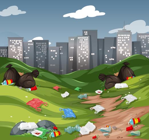 Litter in the urban park vector