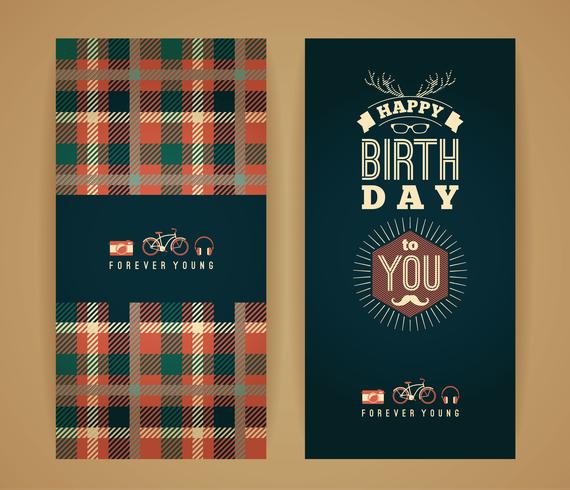 Felicitaciones de feliz cumpleaños, fondo retro vintage con ge vector