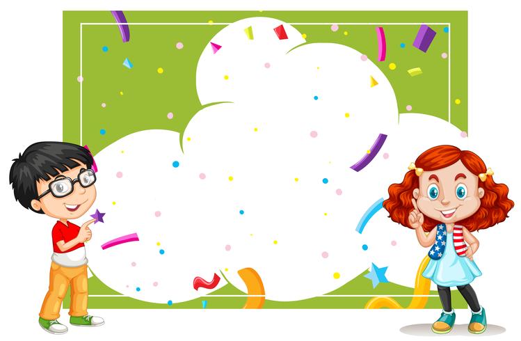 Una plantilla de tarjeta de fiesta en la nube con niños vector