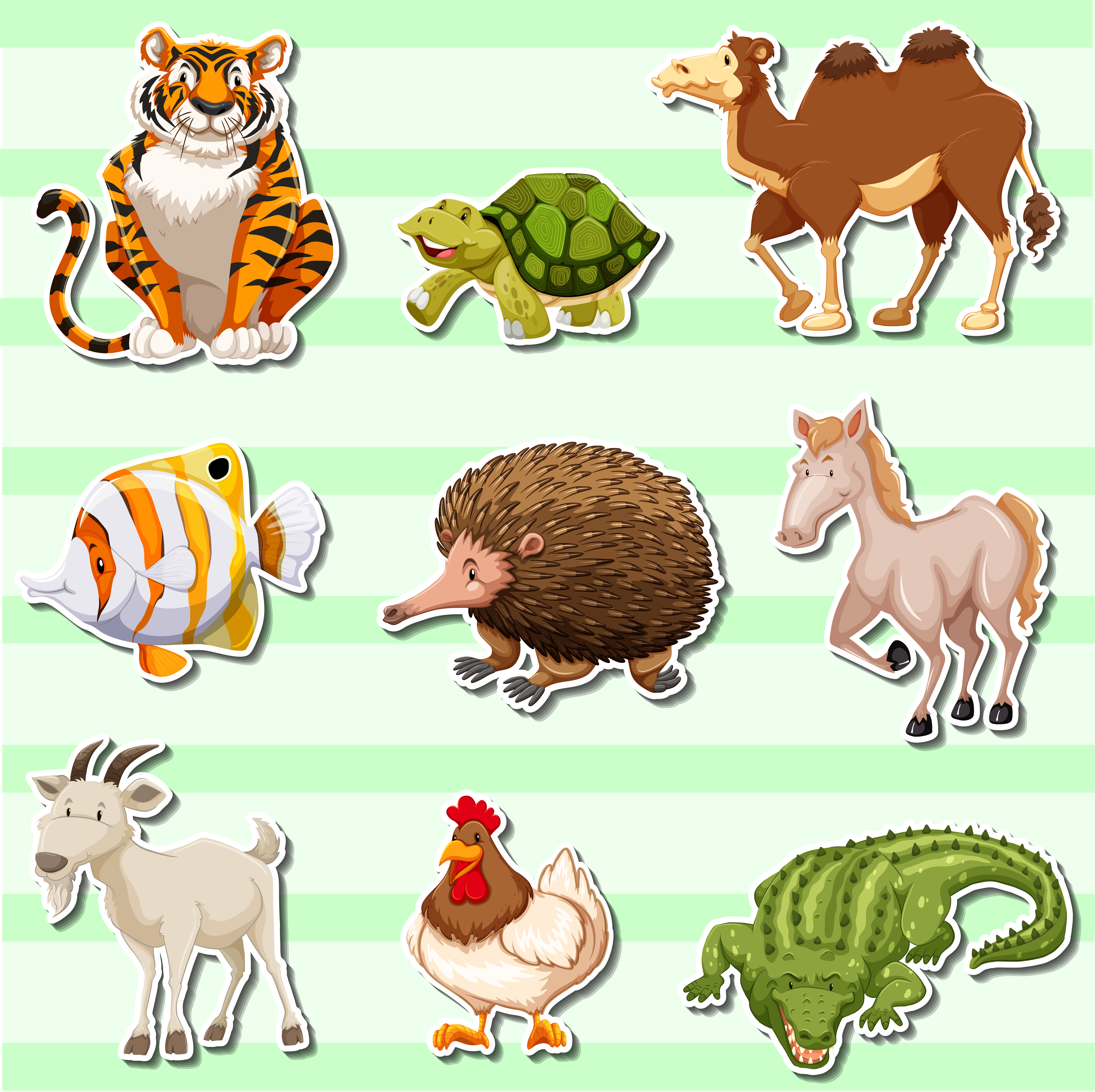 Sticker set with wild animals  297950 Vector Art at Vecteezy 