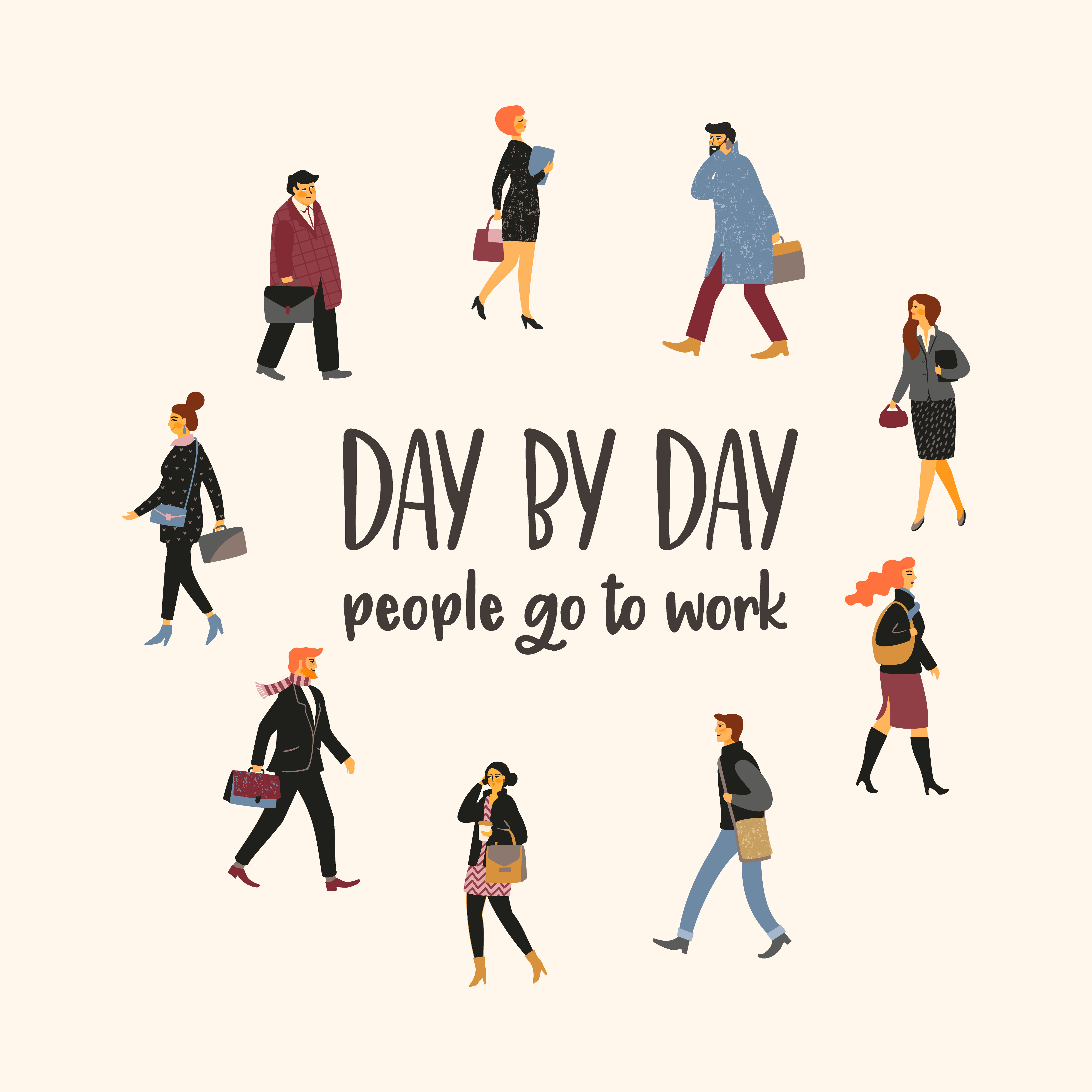 Vectior template with people going to work. 297955 Vector Art at Vecteezy