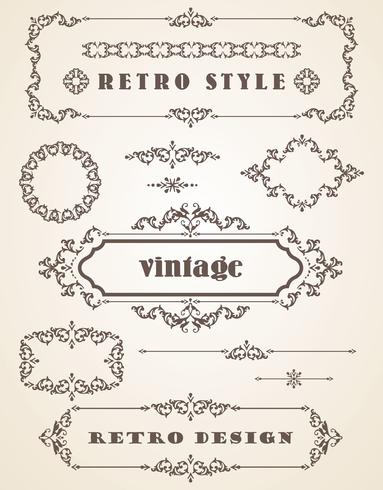 Set of Retro Vintage Frames and Borders. vector