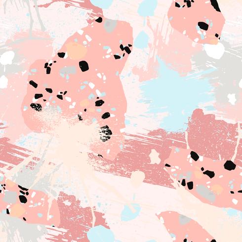 Resumen de patrones sin fisuras con trazos de pincel, salpicaduras de pintura y texturas de piedra. vector