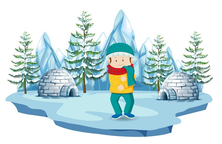 A Boy at North Pole vector