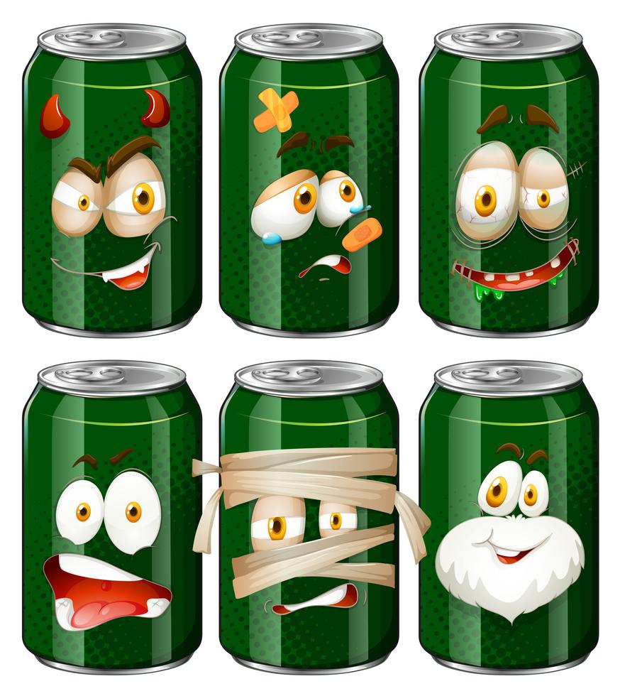 Facial expressions on soda cans 297988 Vector Art at Vecteezy