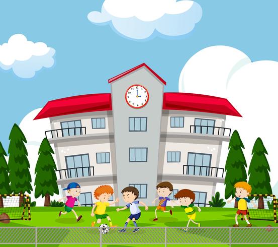 Boys playing soccer outside - Download Free Vector Art, Stock Graphics & Images