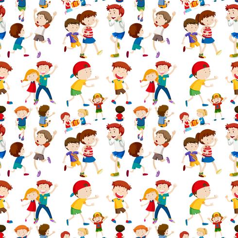 Cute children on seamless pattern vector