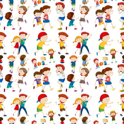 Cute children on seamless pattern vector