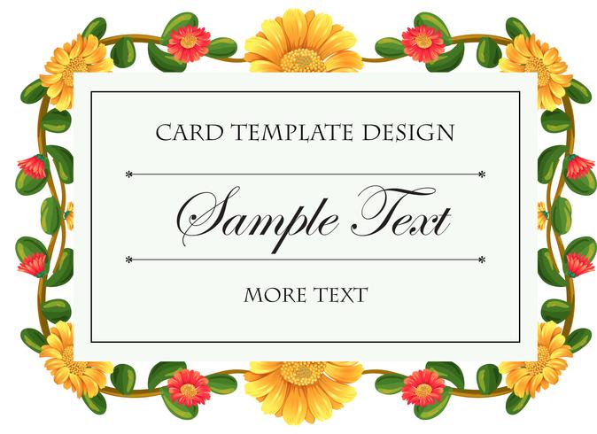 Card template with flowers around the frame vector