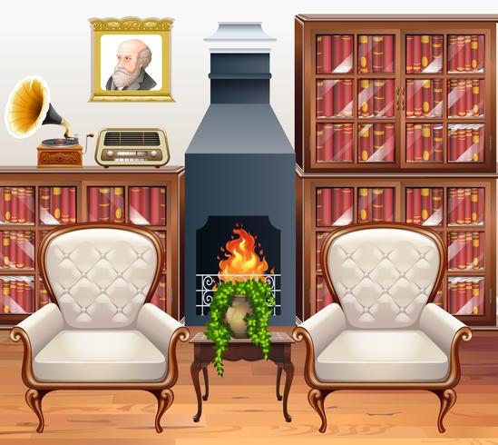 Study room with two armchairs vector