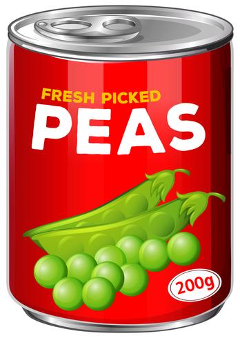 Can of fresh picked peas vector