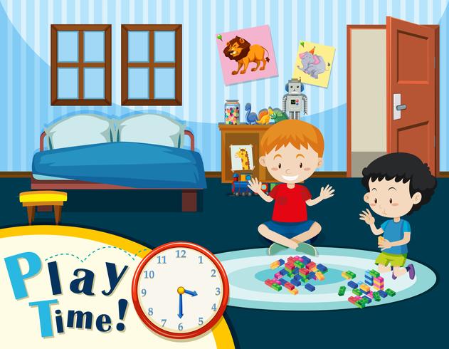 Children play in bedroom - Download Free Vector Art, Stock Graphics & Images