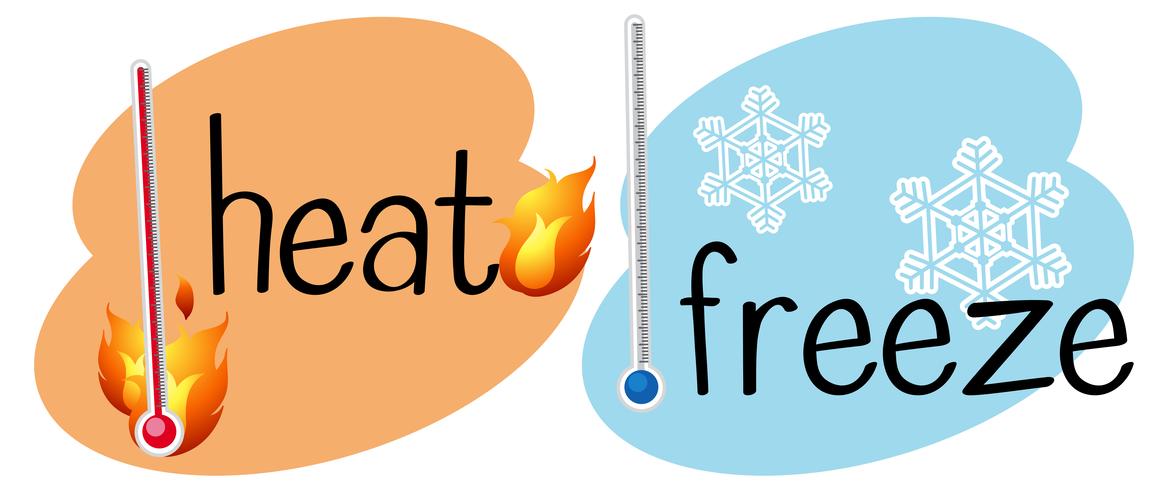 Thermometers for heat and frozen vector