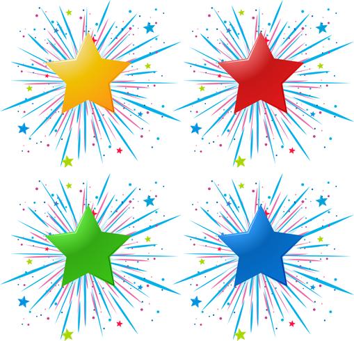 Diseño de iconos con estrellas de diferentes colores. vector