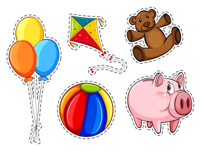 Sticker set with different toys vector