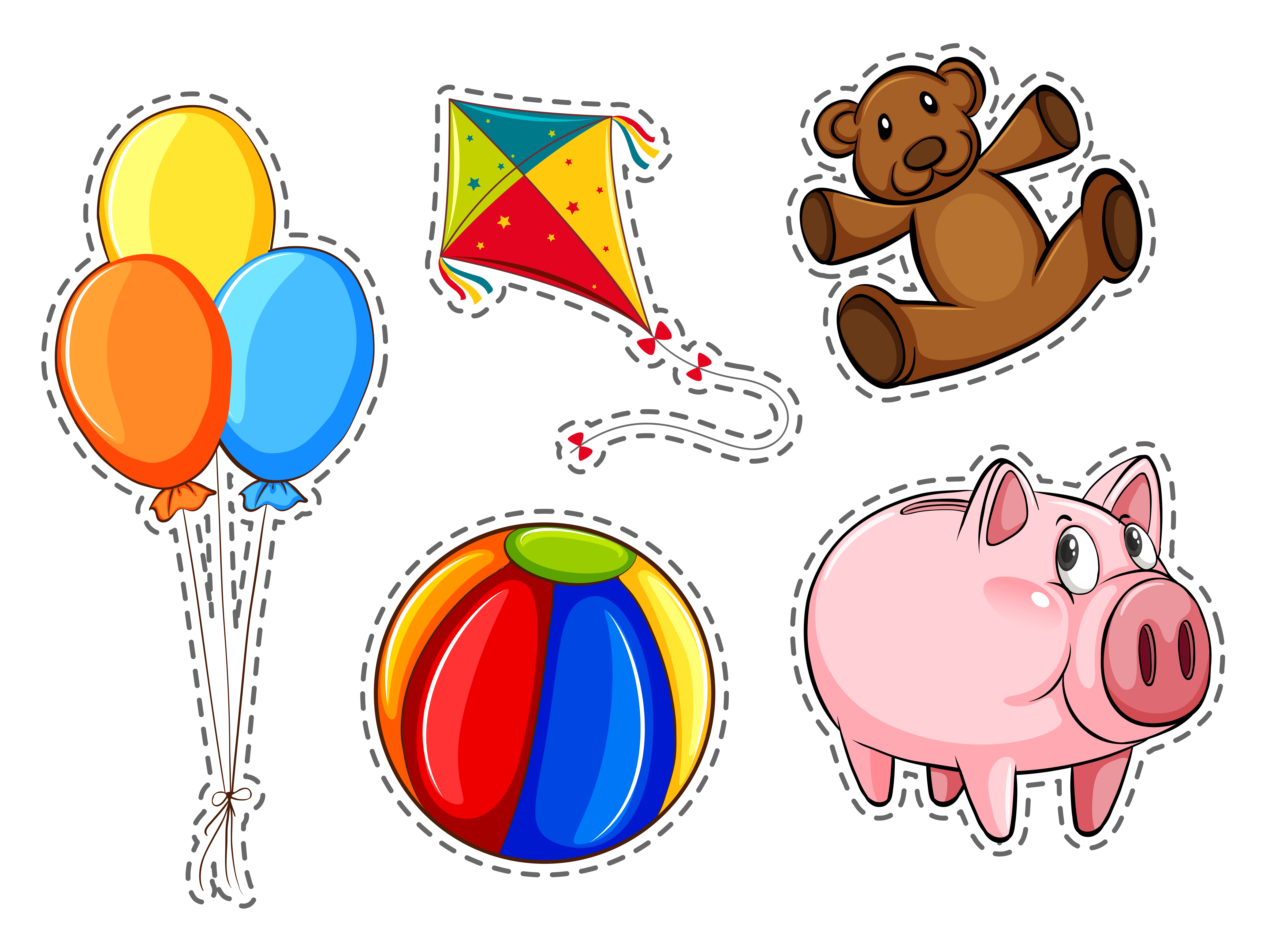 Sticker set with different toys 298099 Vector Art at Vecteezy
