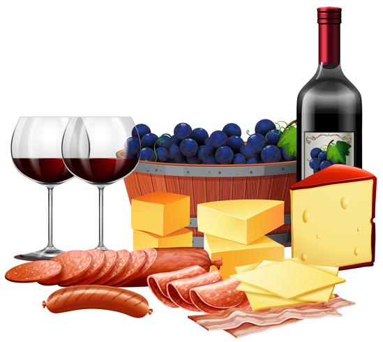 Meat  Cheese and Wine Pairing vector