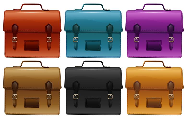 Suitcases in six different colors vector