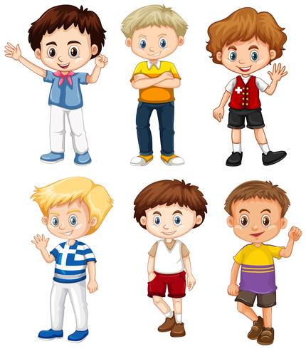 Cute boys with happy face vector