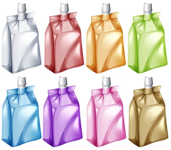 Juice bags in different colors vector