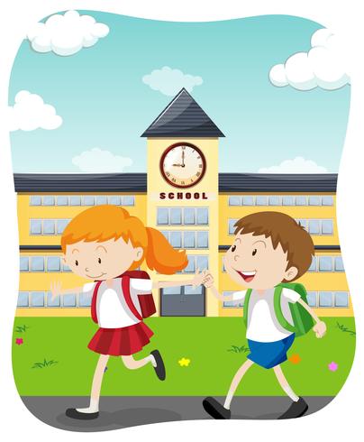 Happy Students Going to School  vector