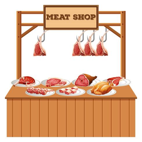 Isolated meat stall on white background vector