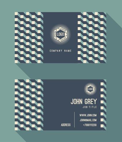 Business card template, vintage retro background with geometric  vector