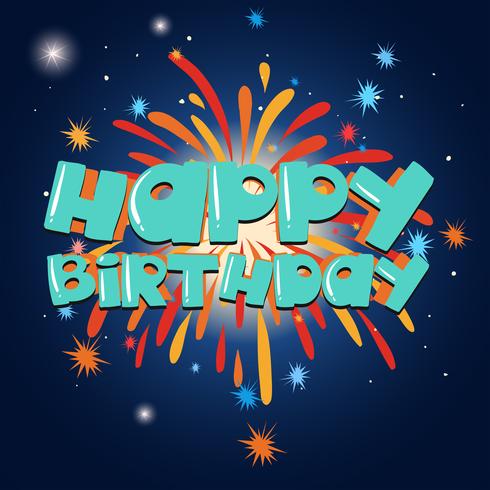 Happy birthday card template with firework in background vector