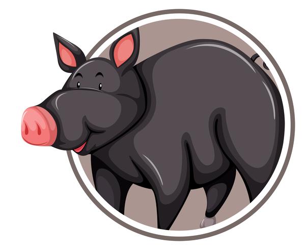 Black pig on circle template vector