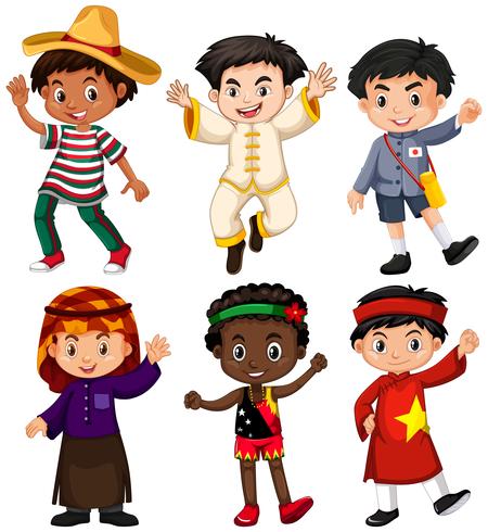 Boys from different countries vector