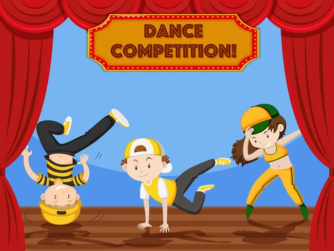 Concurso de danza infantil en el escenario. vector