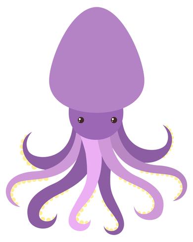 Pulpo morado con cara alegre. vector