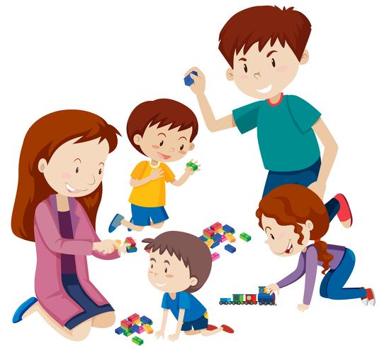 Parents playing with children vector