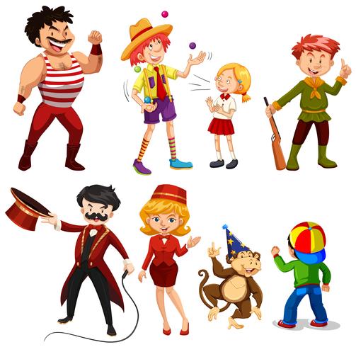 Set of various circus performers vector