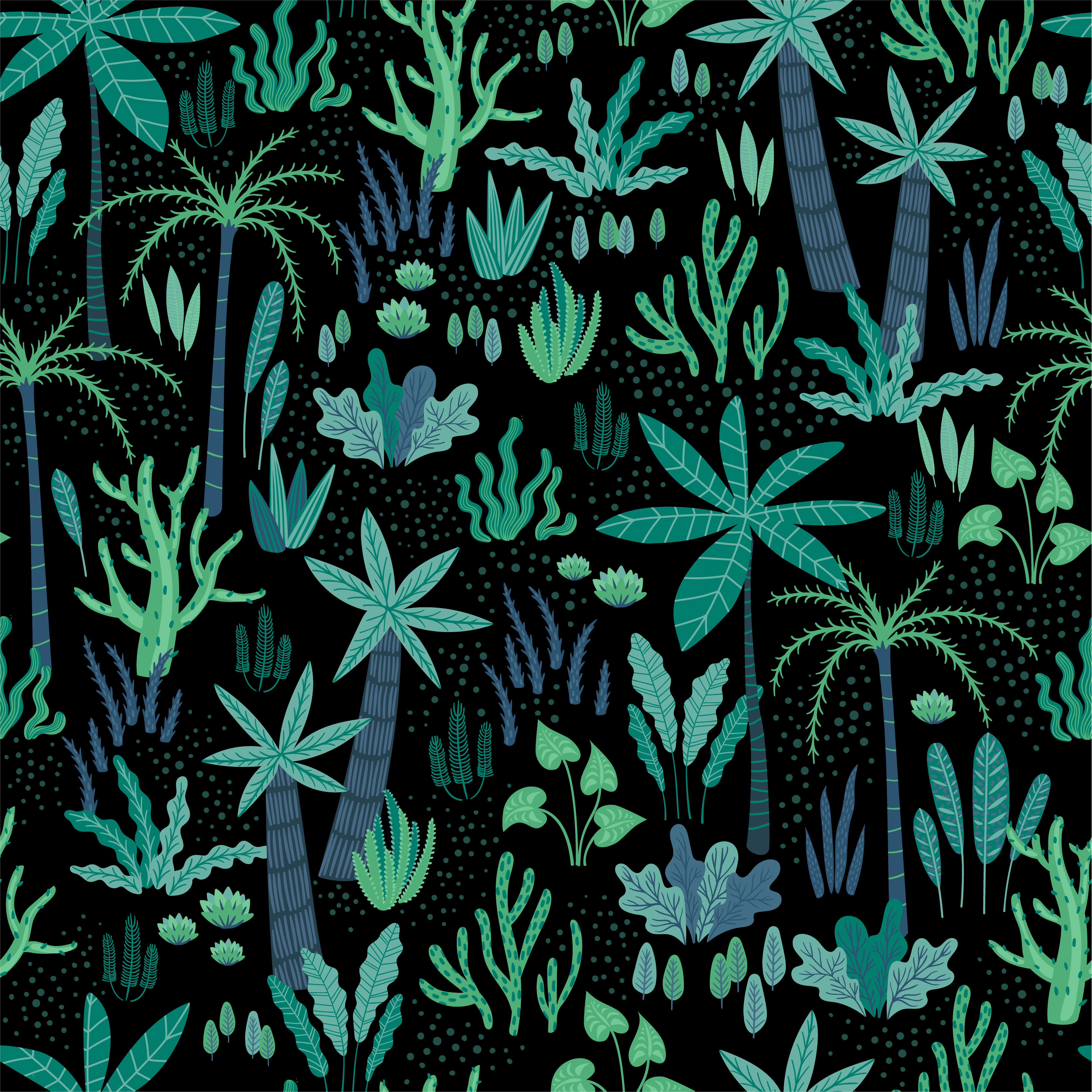 Seamless pattern with abstract tropical plants. Vector design. 298204 ...