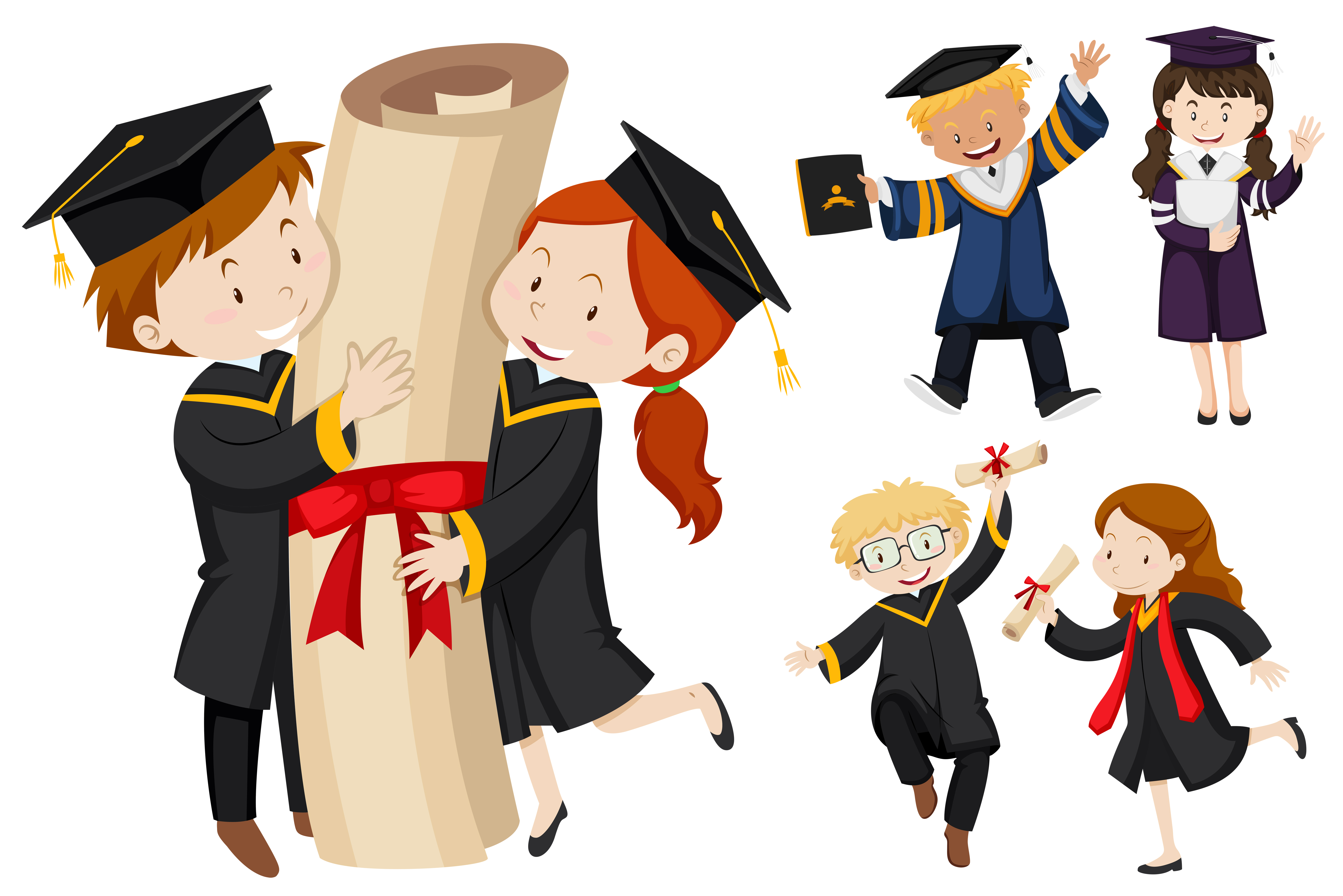 People in graduation  gown  Download Free Vectors Clipart 