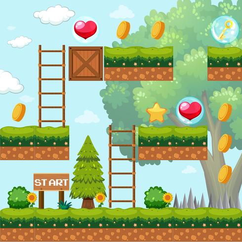Game Template in Forest Scene vector
