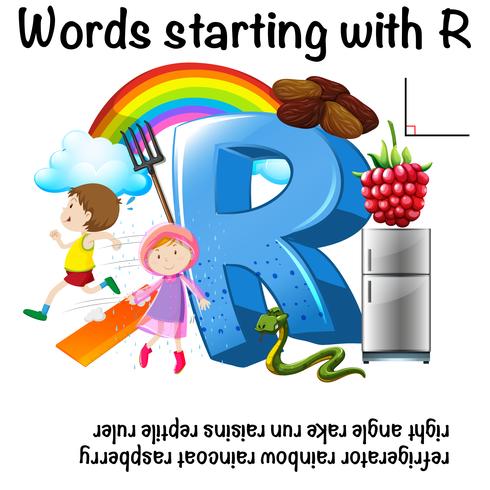 Diseño de hoja de cálculo para palabras que comienzan con R vector