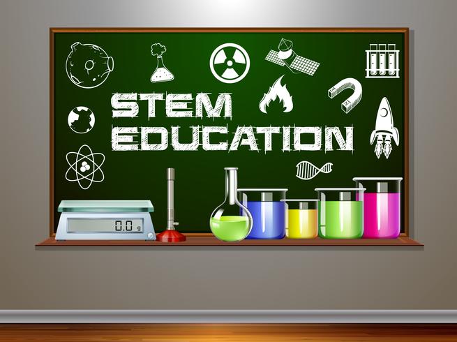 STEM education on blackboard vector