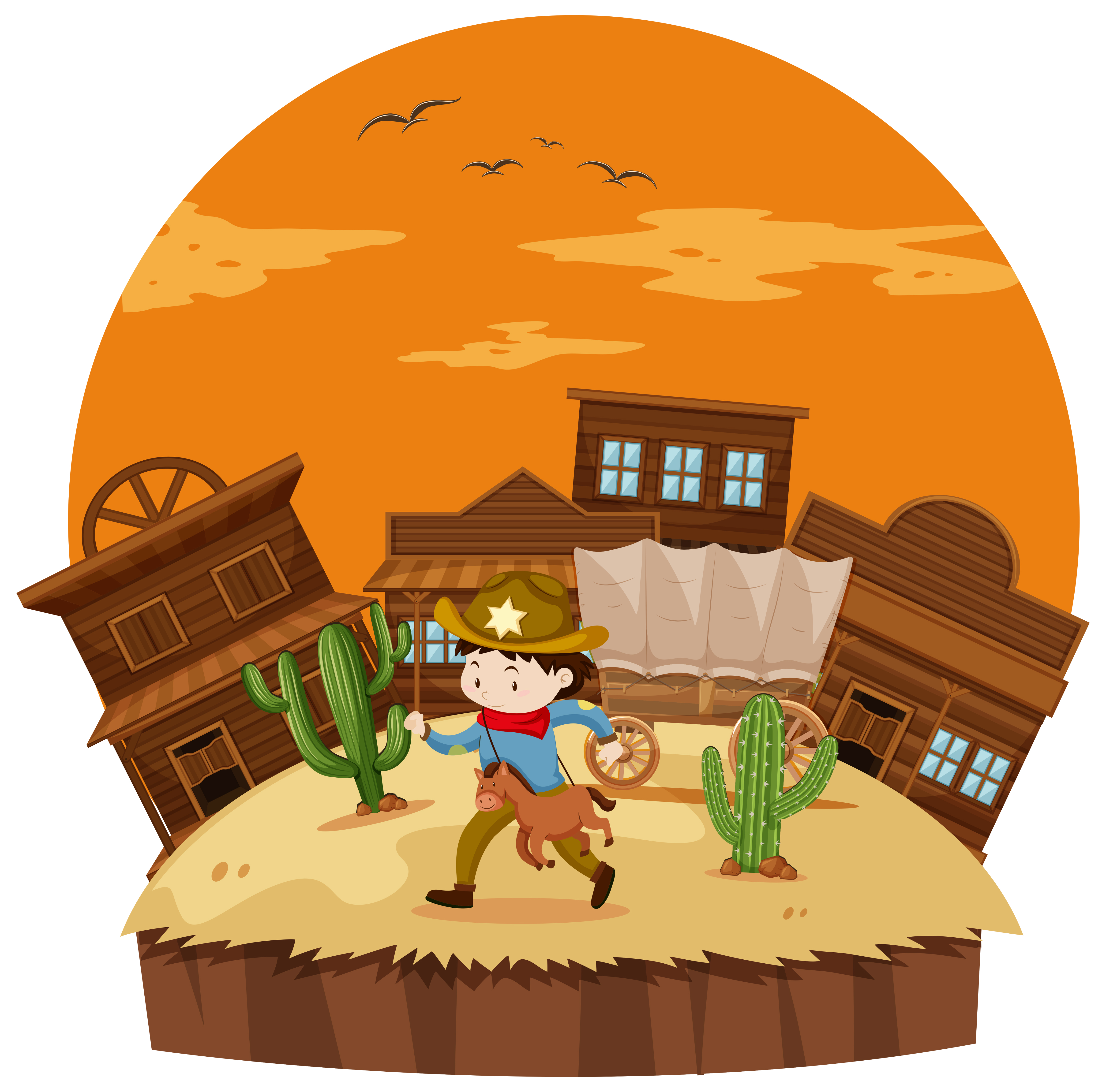 Cowboy in western town 298246 Vector Art at Vecteezy