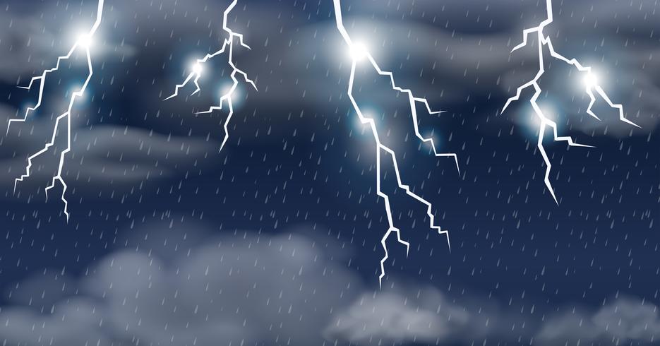 Thunderstorm on raining sky vector