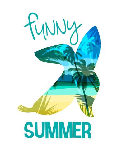 Tropical beach summer print with slogan for t-shirts, posters, card and other uses. vector