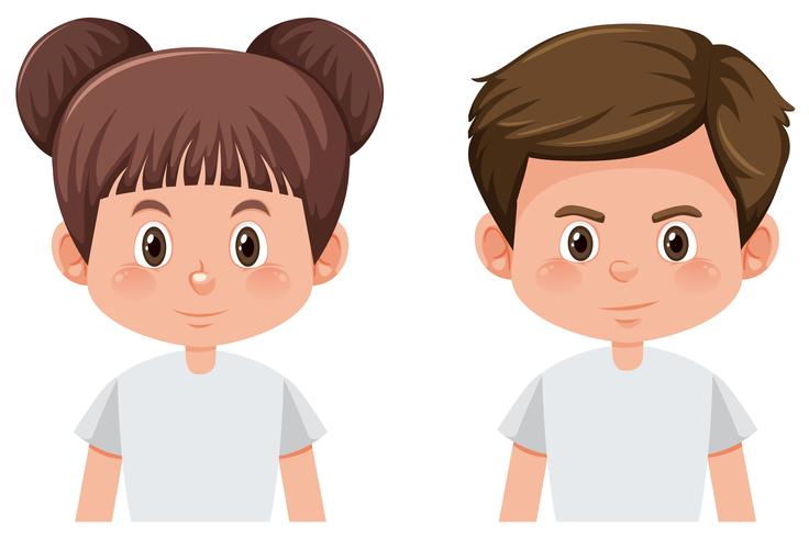 Set of brunette male and female character vector