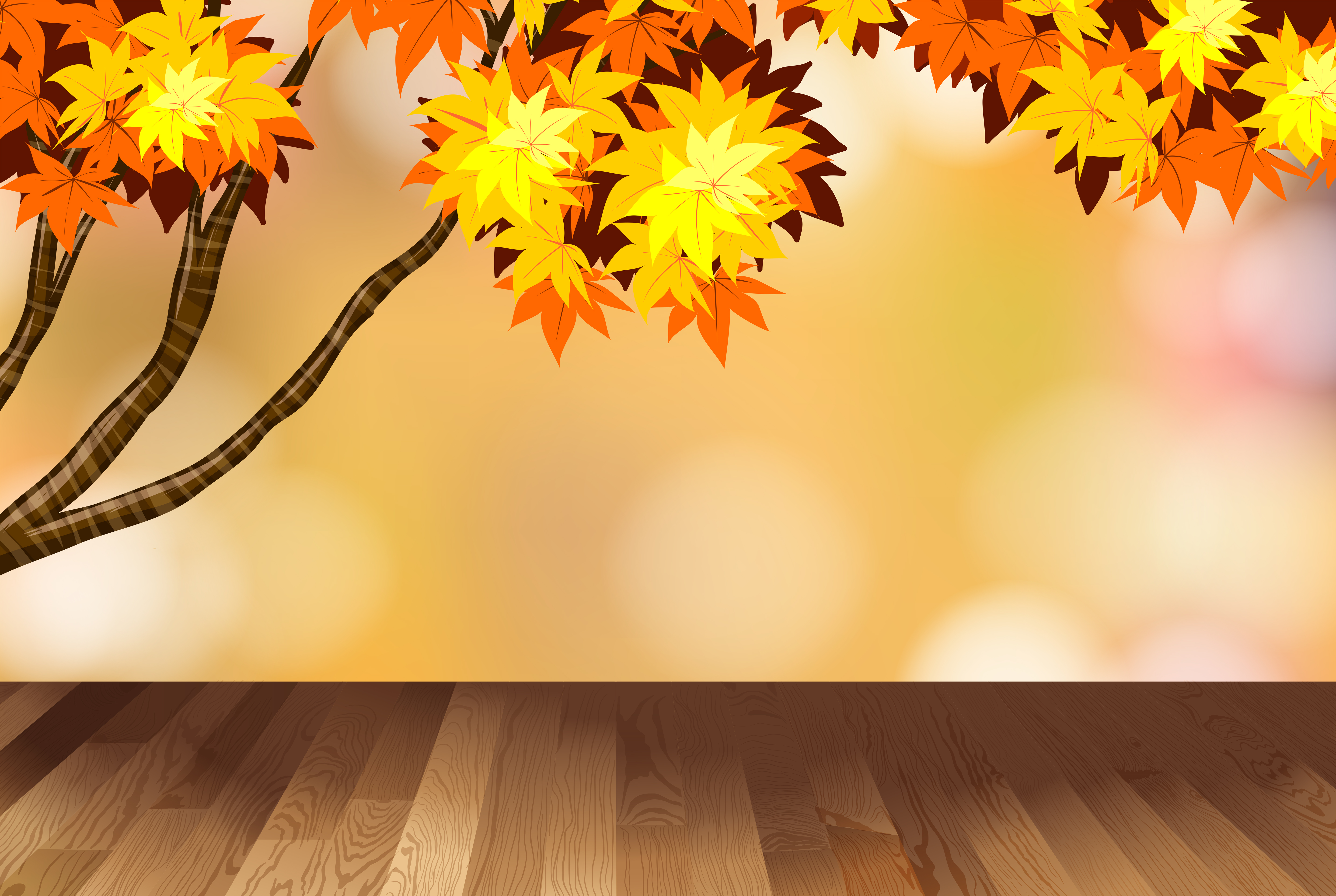 Background Design With Yellow Leaves On Tree Download Free Vectors