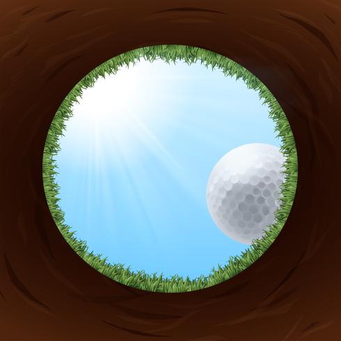 Un hoyo de golf desde la vista inferior. vector