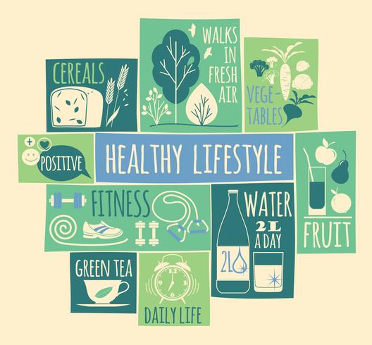 Healthy lifestyle Icons set vector