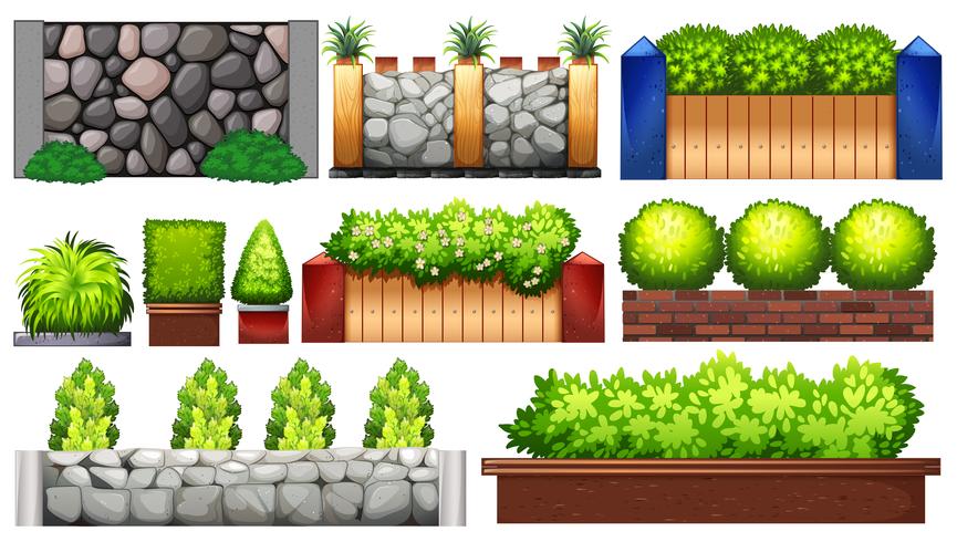 Diferentes diseños de muro y valla. vector