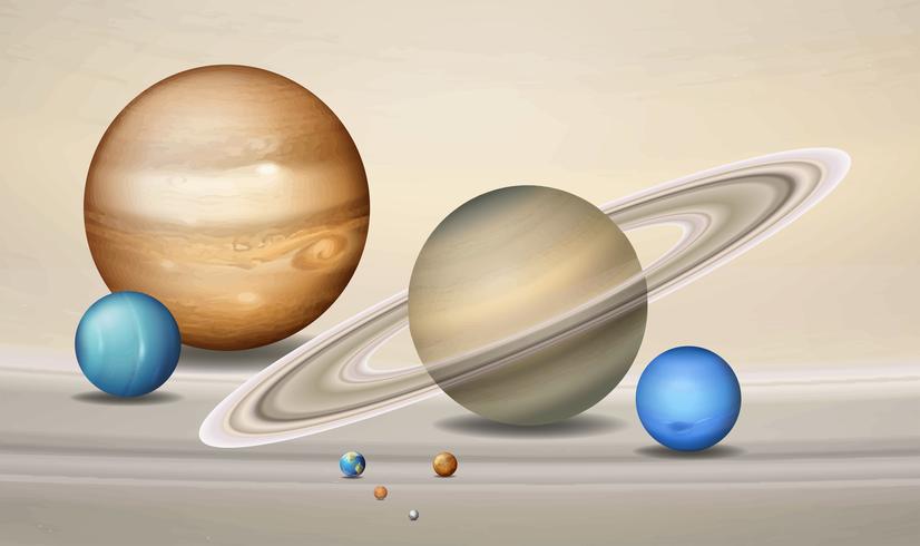 Escena conceptual de los planetas tridimensionales vector